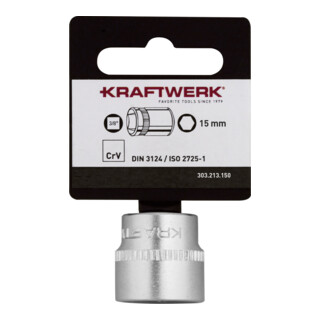 Kraftwerk BASIC LINE 3/8" Steckschlüsseleinsatz 15 mm mit Hänger