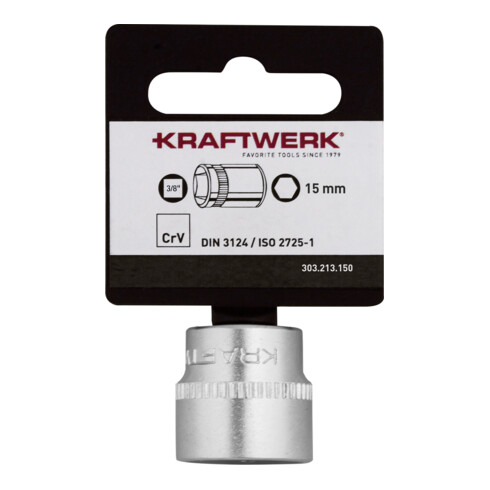 Kraftwerk BASIC LINE 3/8" Steckschlüsseleinsatz 15 mm mit Hänger