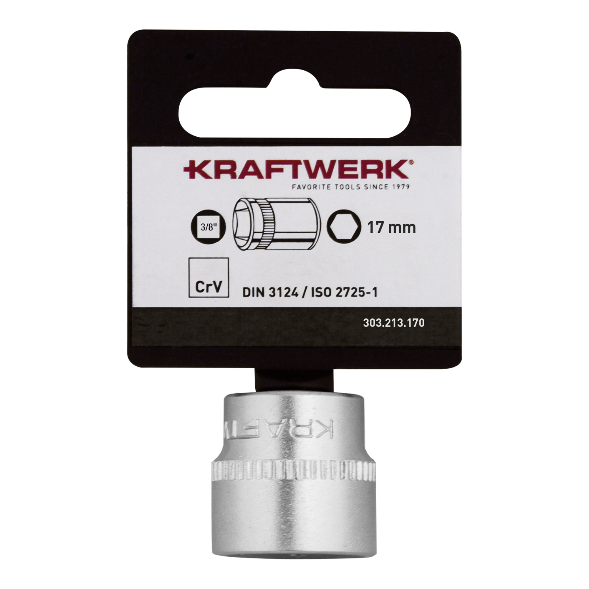 Kraftwerk BASIC LINE 3/8" Steckschlüsseleinsatz 17 mm mit Hänger