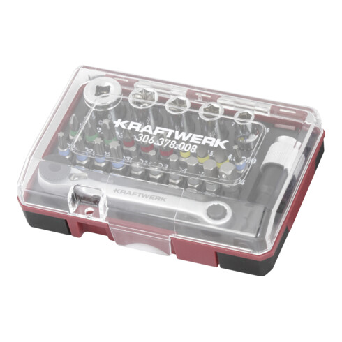 Kraftwerk Bit Box mit mini Ratschenschlüssel 1/4" S2 , 27 tlg.