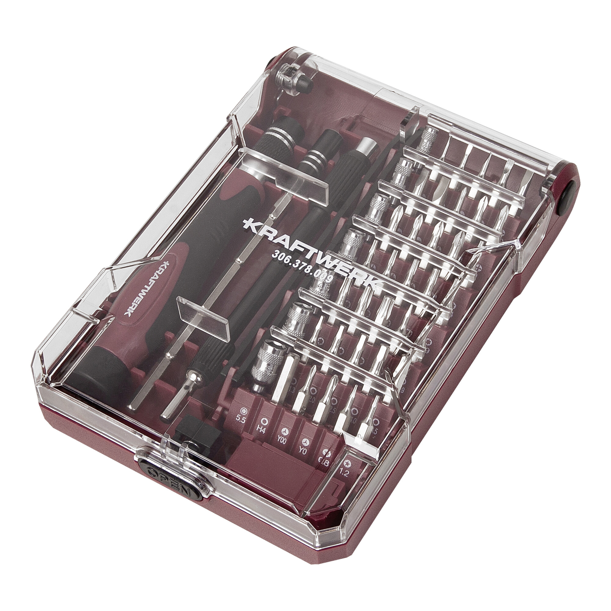 Kraftwerk Bit Box mit Präzisions Schraubendreher 1/4", 45-tlg.