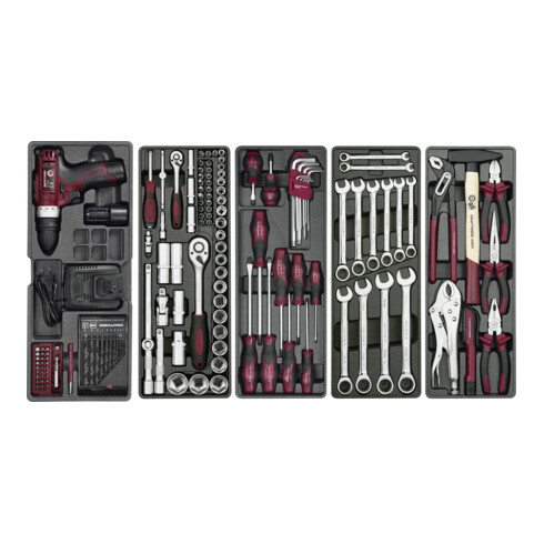 Kraftwerk Boîte à outils universelle avec set de perceuse-visseuse sans fil