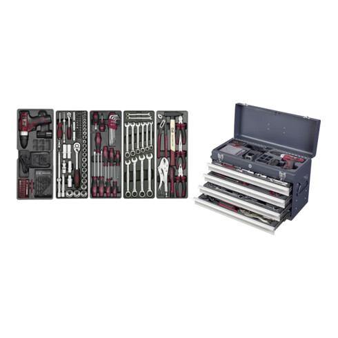 Kraftwerk Boîte à outils universelle avec set de perceuse-visseuse sans fil
