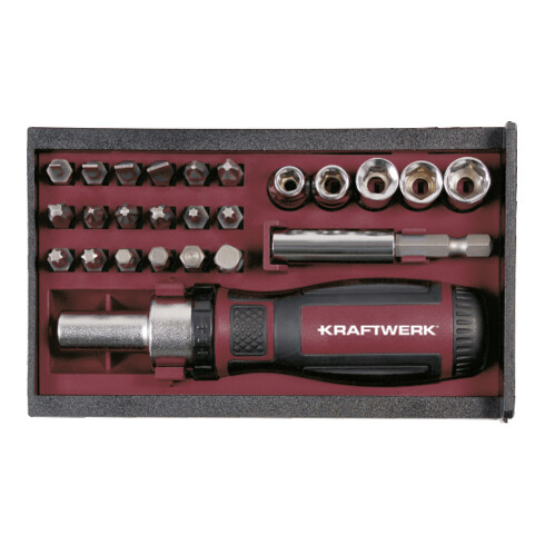 Kraftwerk Boîte de bits de tournevis à cliquet 1/4", 25 pièces