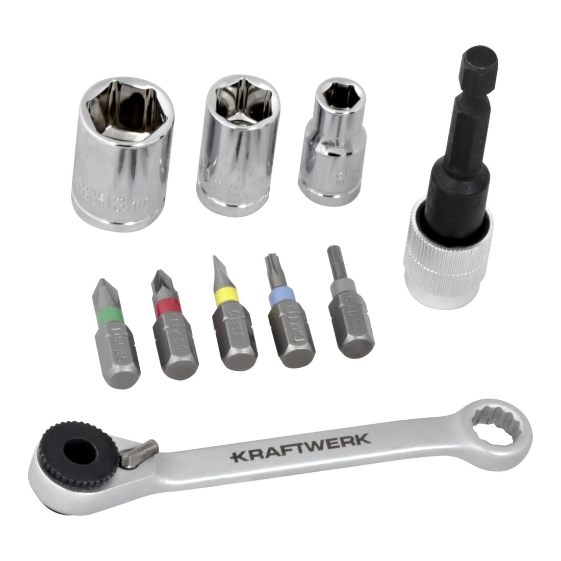 Kraftwerk Boîte d'embouts avec mini-clé à cliquet 1/4" S2, 27 pcs