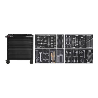 Kraftwerk BT LINE Chariot d'atelier BT900 7 tiroirs noir, 211 pcs