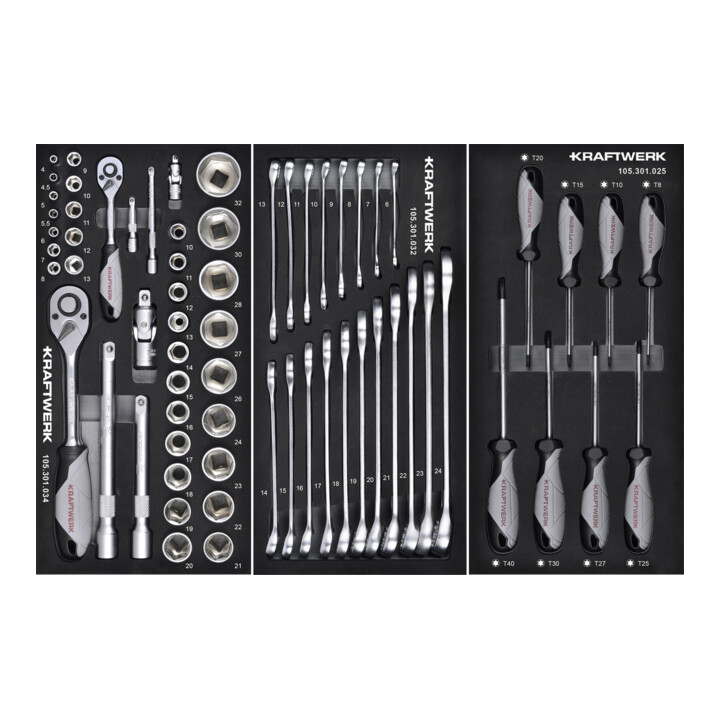 Kraftwerk BT700 Chariot d'atelier, 5 tiroirs, BASIC, 173 pcs.