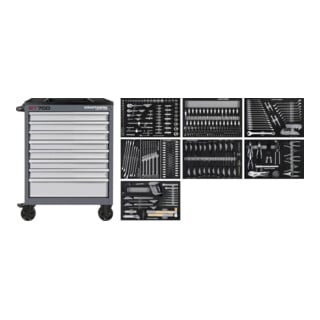 Kraftwerk BT700 Chariot d'atelier, 8 tiroirs, BASIC, 351 pcs.