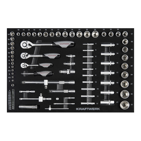 Kraftwerk BT700 Chariot d'atelier, 8 tiroirs, BASIC, 351 pcs.