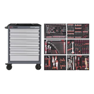 Kraftwerk BT700 Chariot d'atelier, 8 tiroirs, PRO, 296 pièces