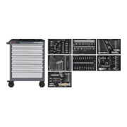 Kraftwerk BT700 Werkstattwagen, 8 Schubladen, BASIC, 351-tlg.