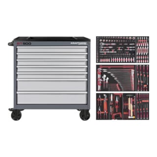 Kraftwerk BT900 Chariot d'atelier, 7 tiroirs, PRO, 278 pcs.