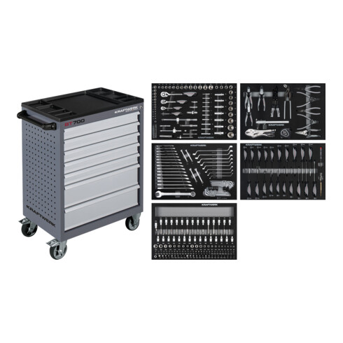 Kraftwerk Chariot d'atelier BT700, 7 tiroirs, 274 pièces.