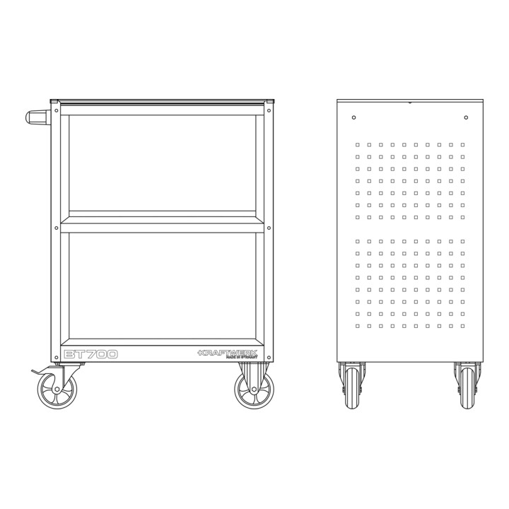 Kraftwerk Chariot de service BT700 avec tapis en caoutchouc