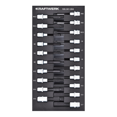 Kraftwerk Clé à douille 1/2'' à six pans creux à dents multiples 21 pièces 20x40