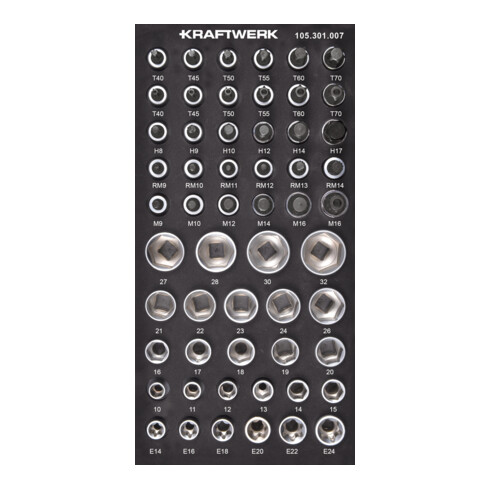 Kraftwerk Clé à douille 1/2'' à six pans creux TX 56 pièces