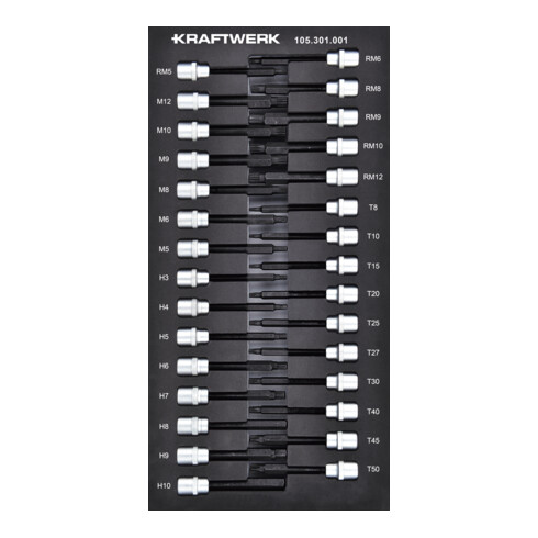 Kraftwerk Clé à douille 3/8'' à six pans creux TX à 30 pièces 20x40