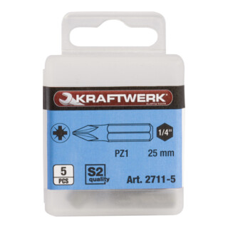 Kraftwerk Embout Pozidriv 1/4" 25 mm N° 1, 5 pièces