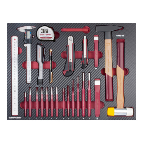 Kraftwerk Ensemble d'outils de frappe/mesure/coupe, 41 pièces
