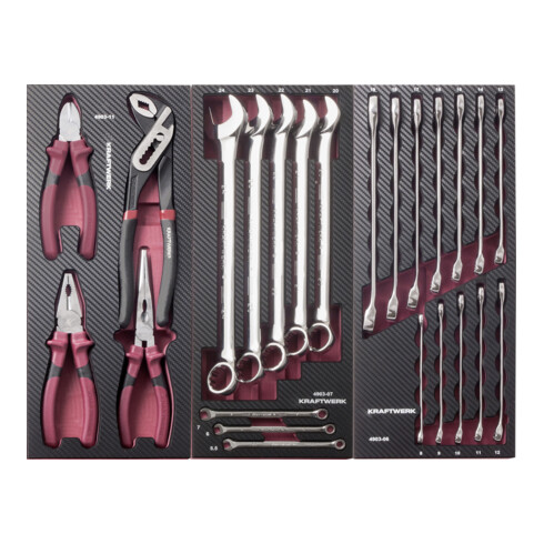 Kraftwerk Ensemble d'outils, EVA, clés à molette et pinces, 24 pièces