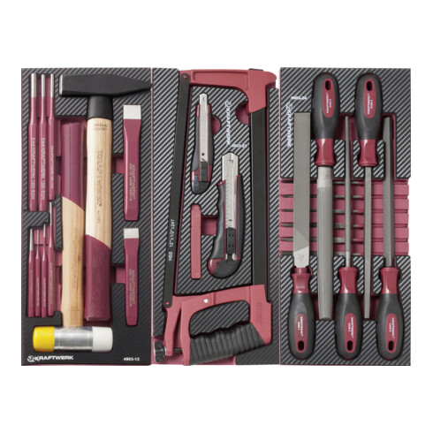 Kraftwerk Ensemble d'outils, outils de frappe et de coupe avec limes, 40 pièces.