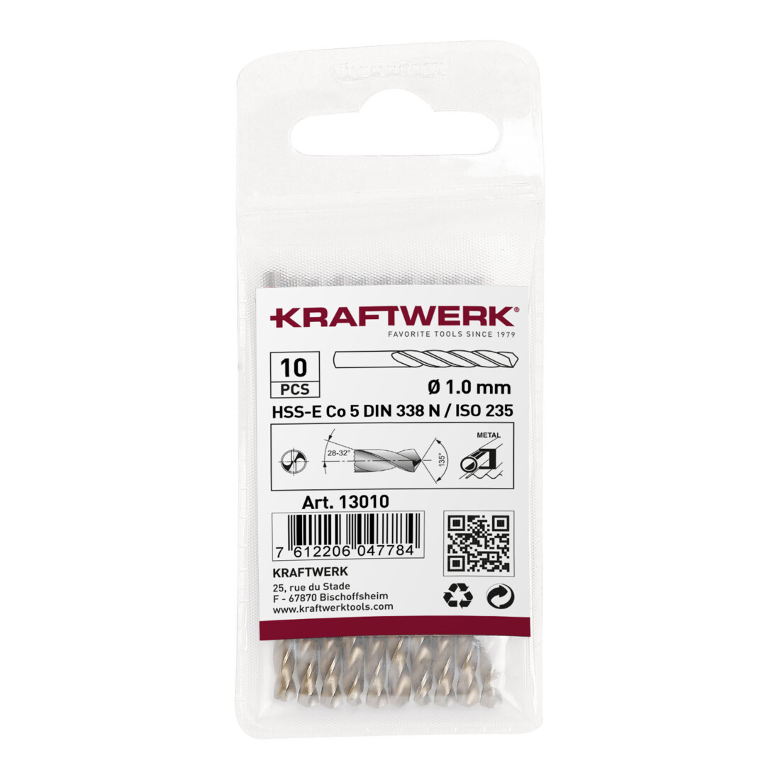 Kraftwerk Foret hélicoïdal HSS-E Co 5 DIN 338 Ø 7,0 mm