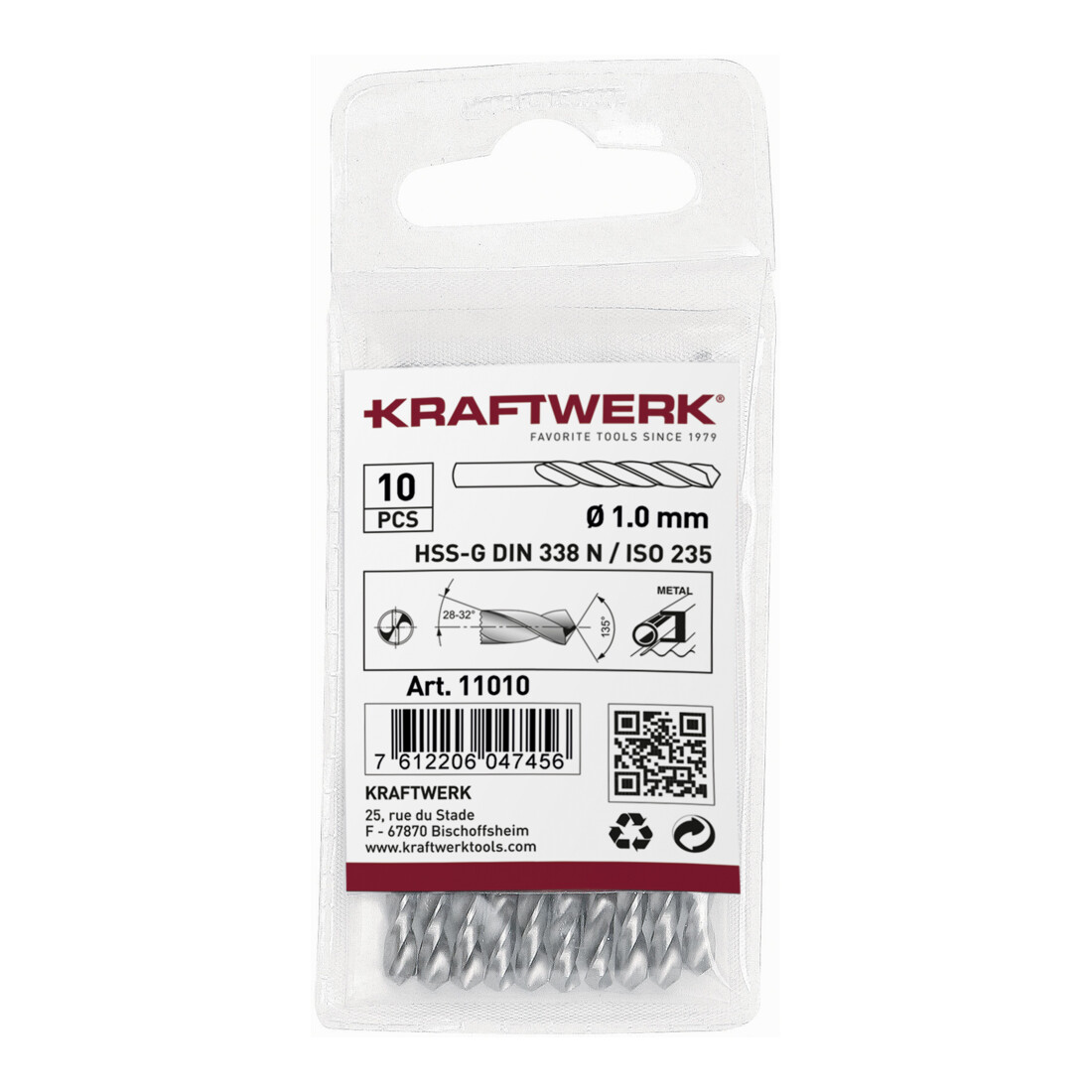 Kraftwerk Foret hélicoïdal HSS-G DIN 338 Type N 3.3 mm