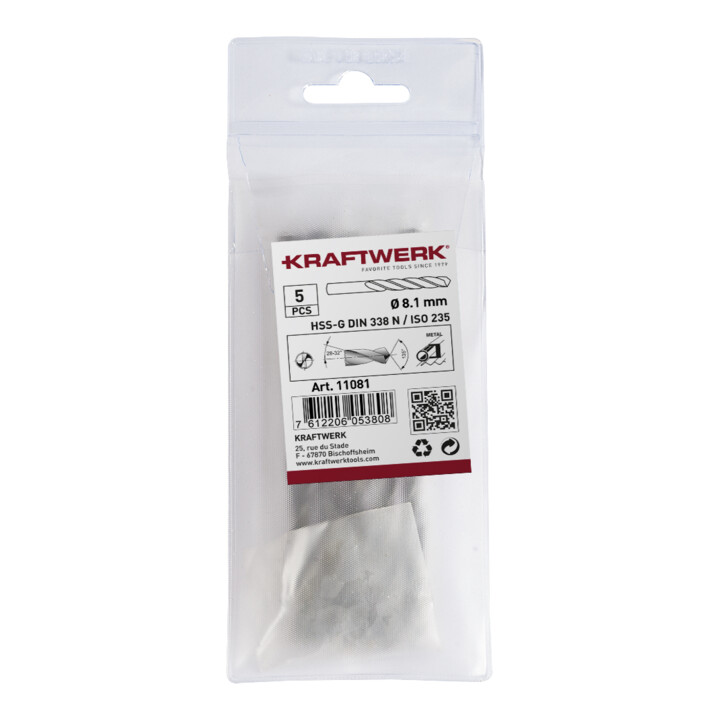 Kraftwerk Foret hélicoïdal HSS-G DIN 338 Type N 8,1 mm