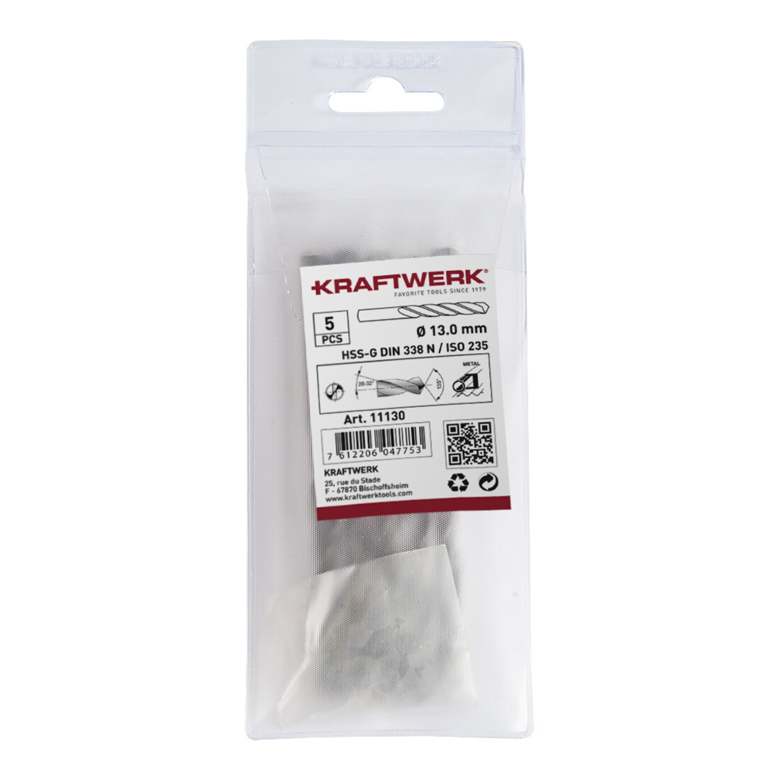 Kraftwerk Foret hélicoïdal HSS-R DIN 338 Type N 9.5 mm