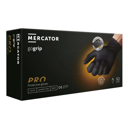 Kraftwerk Gogrip PRO Gants en nitrile, Noir, XXL, 50 pcs.