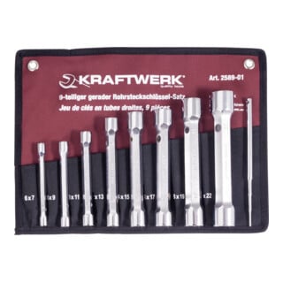 Kraftwerk Jeu de clés à douille à tige 6-22 mm, 9 pièces.