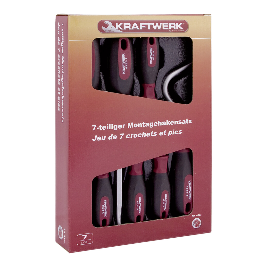Kraftwerk Jeu de crochets et de tireurs ergokraft, 7 pièces.