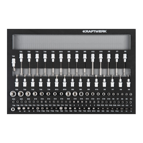 Kraftwerk Jeu de douilles 1/4" + 3/8" + 1/2" 107 pièces