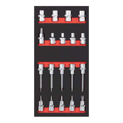 Kraftwerk Jeu de douilles à cliquet 1/2" TX 19 pièces 20x40 insert