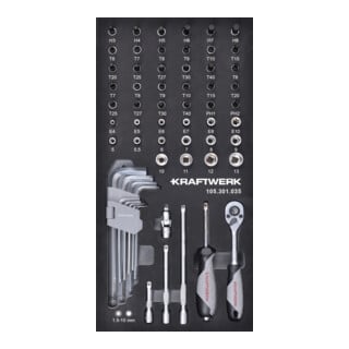 Kraftwerk Jeu de douilles à cliquet 1/4" 63 pièces 20x40 insert