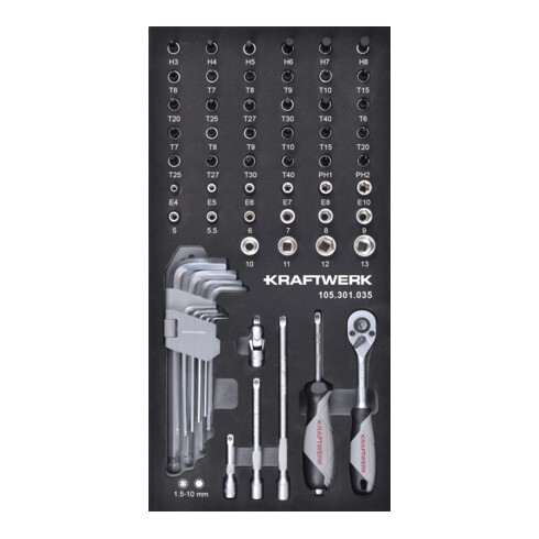 Kraftwerk Jeu de douilles à cliquet 1/4" 63 pièces 20x40 insert
