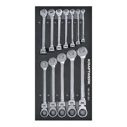 Kraftwerk Jeu de douilles à cliquet à anneau articulé 12 pièces 20x40 insert