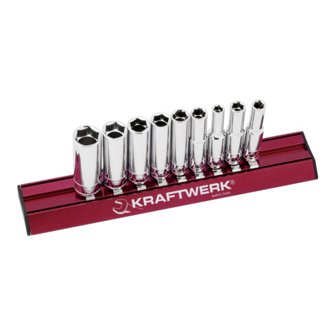 Kraftwerk Jeu de douilles à cliquet long MAGALU 1/4", 9 pièces
