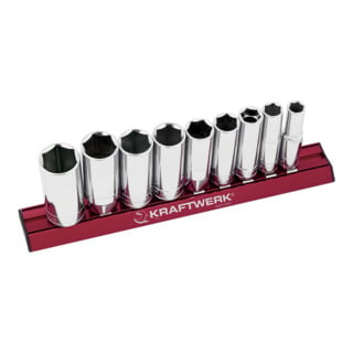 Kraftwerk Jeu de douilles à cliquet long MAGALU 3/8", 9 pièces