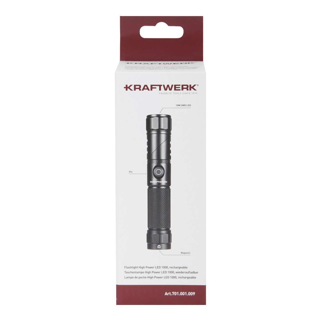 Kraftwerk Lampe de poche LED haute puissance 1000, rechargeable