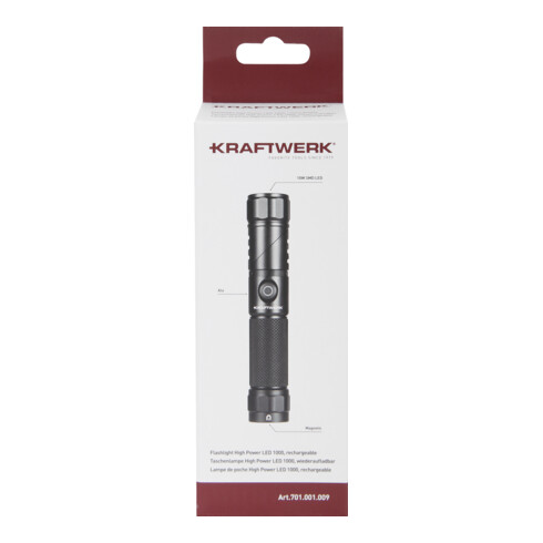 Kraftwerk Lampe de poche LED haute puissance 1000, rechargeable