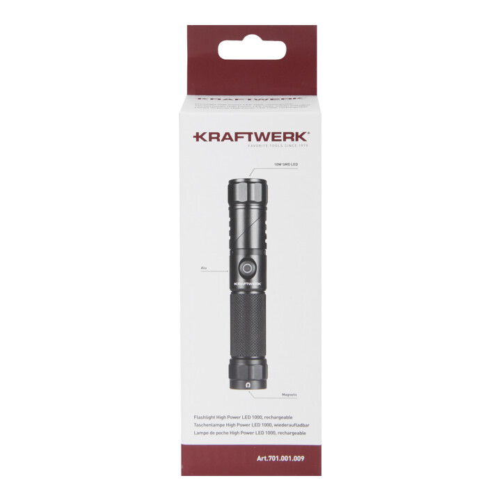 Kraftwerk Lampe de poche LED haute puissance 1000, rechargeable