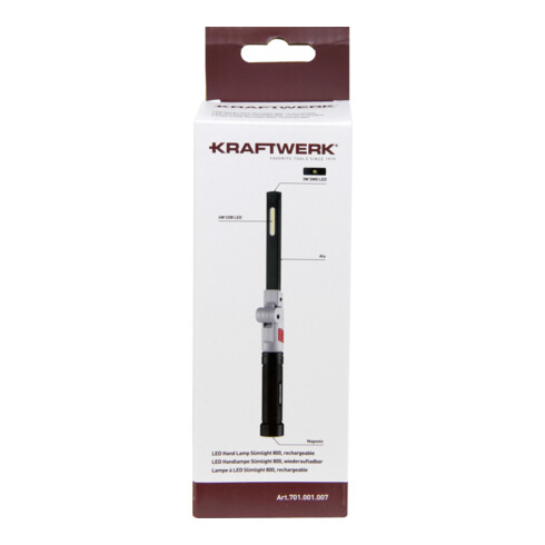 Kraftwerk Lampe de poche LED Slimlight 800, rechargeable