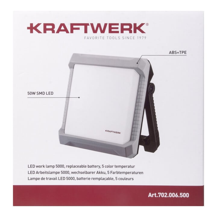 Kraftwerk Lampe de travail LED 5000, batterie interchangeable, 5 températures de couleur