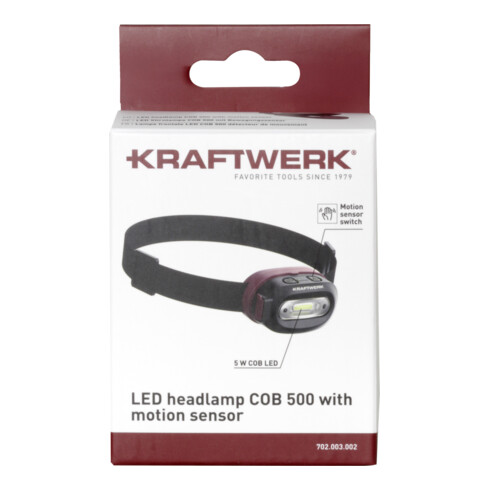 Kraftwerk Lampe frontale LED COB 500 avec capteur de mouvement