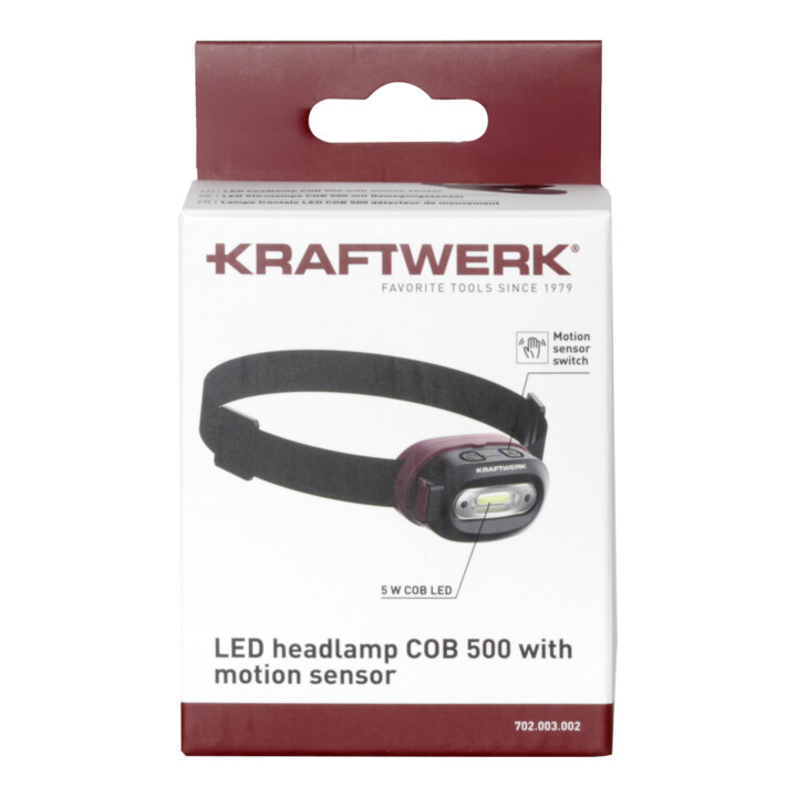 Kraftwerk Lampe frontale LED COB 500 avec capteur de mouvement