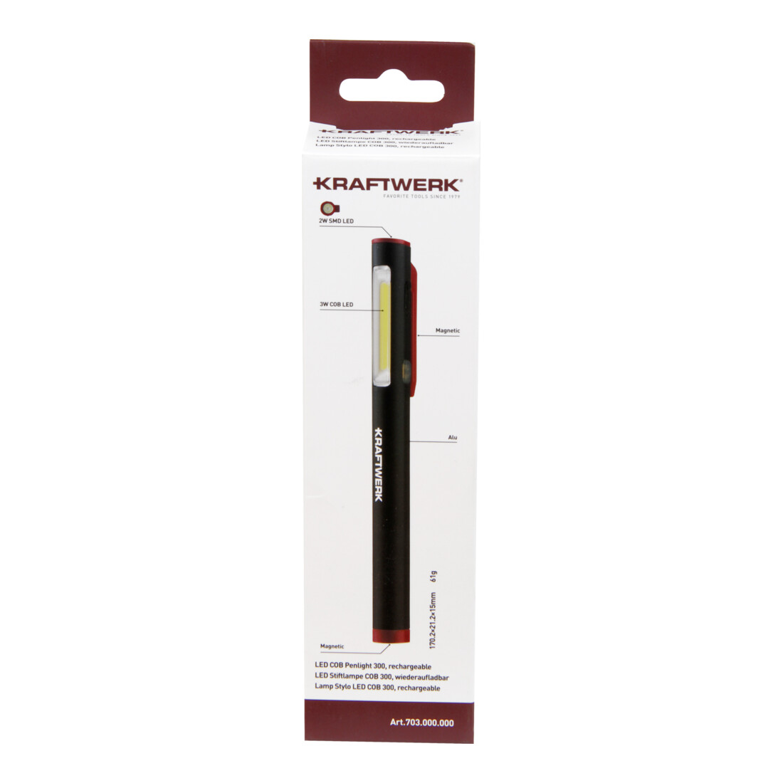 Kraftwerk Lampe stylo LED COB 300, rechargeable