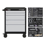 Kraftwerk LT700 Chariot d'atelier, 5 tiroirs, BASIC, 173 pcs.