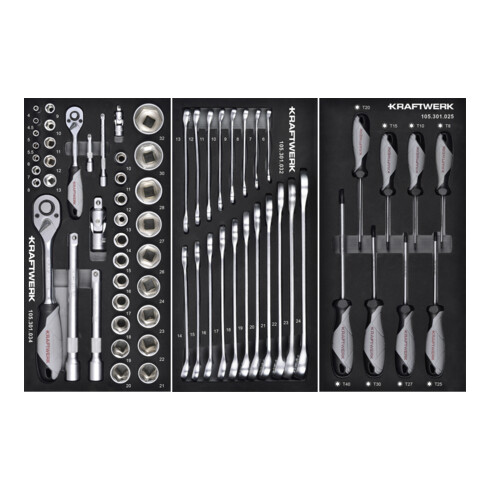 Kraftwerk LT700 Chariot d'atelier, 5 tiroirs, BASIC, 173 pcs.