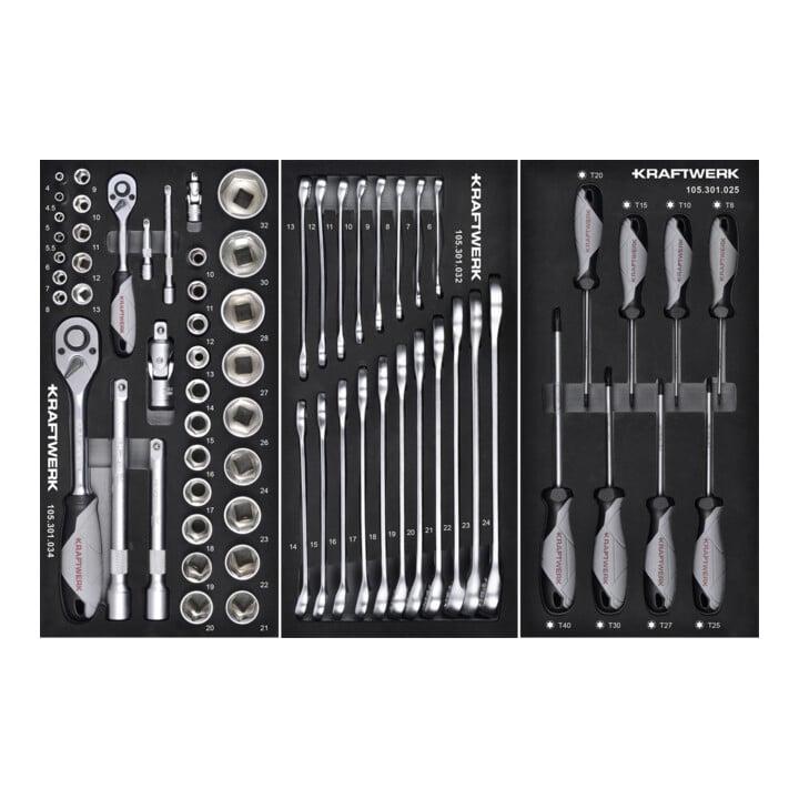 Kraftwerk LT700 Chariot d'atelier, 5 tiroirs, BASIC, 173 pcs.
